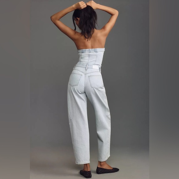 Anthropologie Pistola Daphne Strapless Denim High Rise Barrel Leg Jumpsuit - Picture 12 of 16